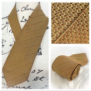 💕Very Handsome Dark Yellow / Brown Silk Vintage Tie Mens💕